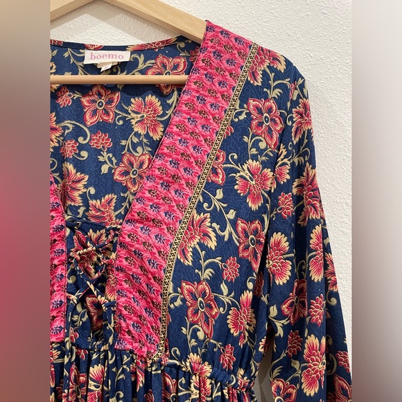 Anthropologie x Boemo Floral Bohemian Flowy Maxi Dress Size Medium - Picture 7 of 16